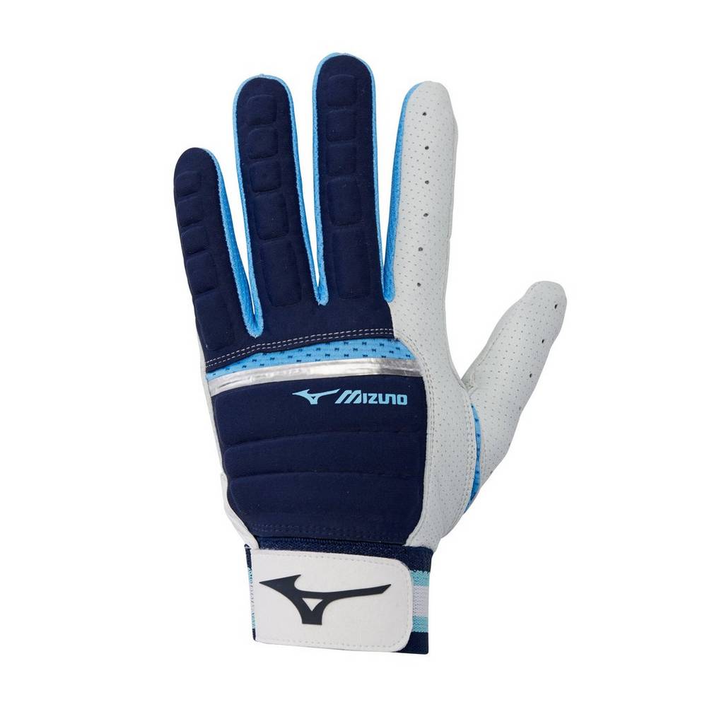 Mens Mizuno B-130 Adult Baseball Batting Gloves Navy/Light Blue Philippines (TXBEQZ145)